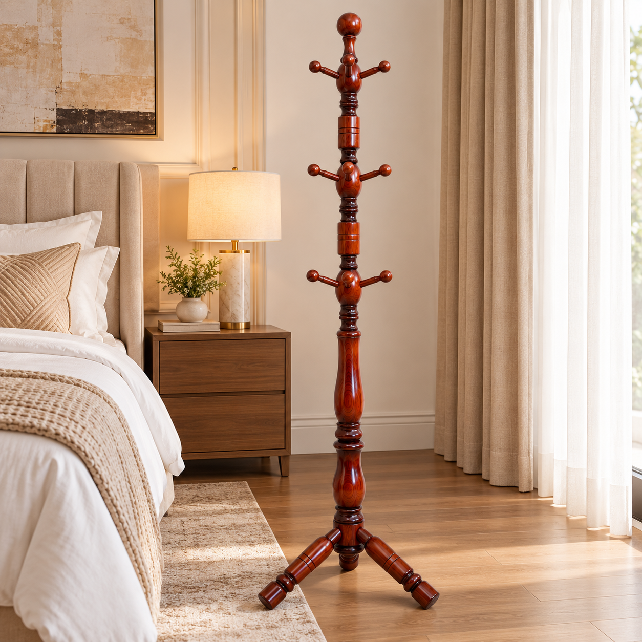 502 COAT HANGER RUBBER WOOD -DARK WALNUT